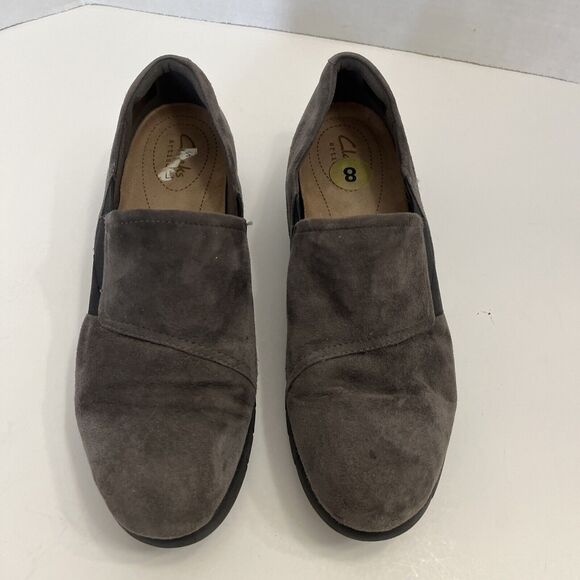 Clarks Artisan Grey Suede Daelyn‎ Monarch Slip on Comfort Loafer Shoes Size 8M - Picture 2 of 9